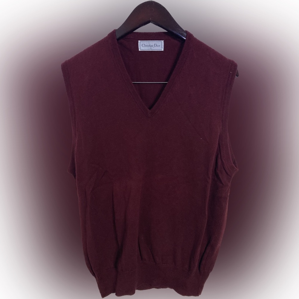 Christian Dior Burgundy L Cotton Sweater Vest